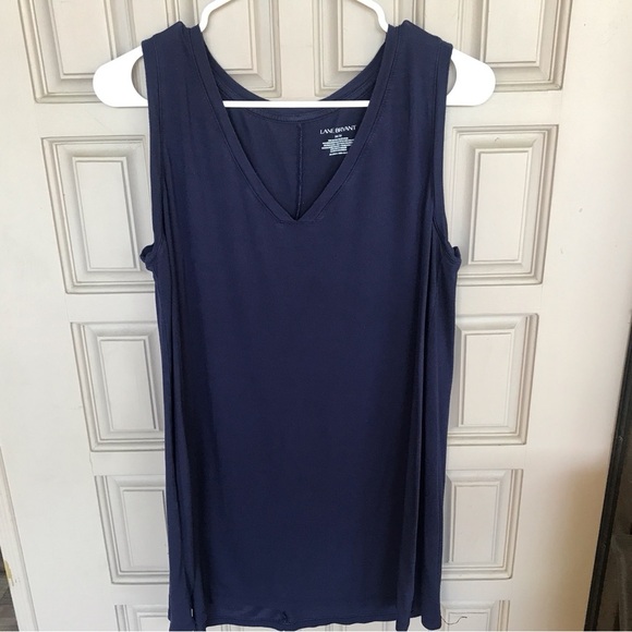 Lane Bryant Tee Sz14-16 Drk Blue V Neck Sleeveless Tunic Style nice - Picture 6 of 6